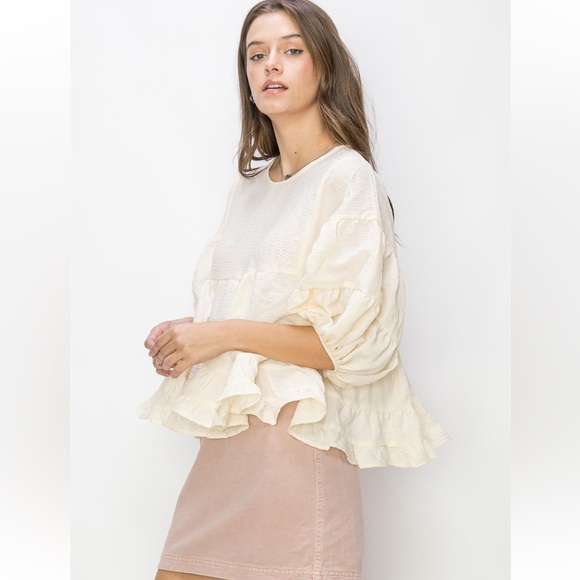 42 BEAUTIFUL SHORT SLEEVE BABYDOLL BLOUSE - Picture 2 of 5